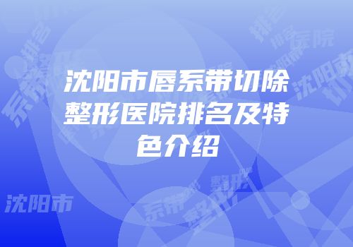 沈阳市唇系带切除整形医院排名及特色介绍