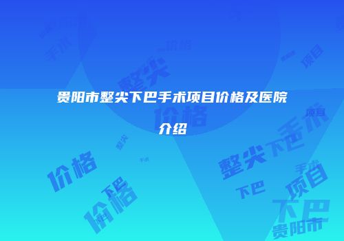 贵阳市整尖下巴手术项目价格及医院介绍