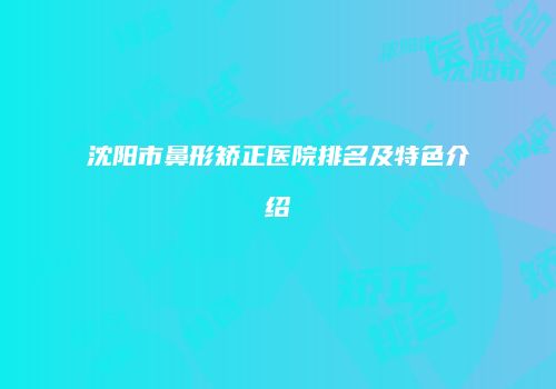 沈阳市鼻形矫正医院排名及特色介绍