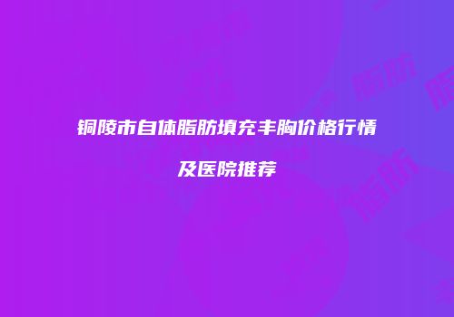 铜陵市自体脂肪填充丰胸价格行情及医院推荐