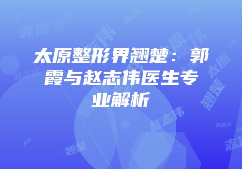 太原整形界翘楚：郭霞与赵志伟医生专业解析