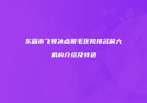东营市飞顿冰点脱毛医院排名前六机构介绍及特色