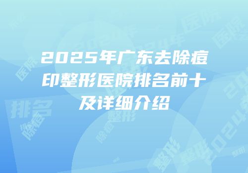 2025年广东去除痘印整形医院排名前十及详细介绍