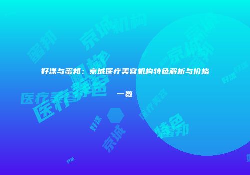 好漾与蜜邦：京城医疗美容机构特色解析与价格一览