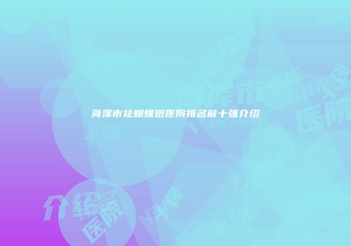 菏泽市祛蝴蝶斑医院排名前十强介绍