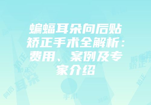 蝙蝠耳朵向后贴矫正手术全解析：费用、案例及专家介绍