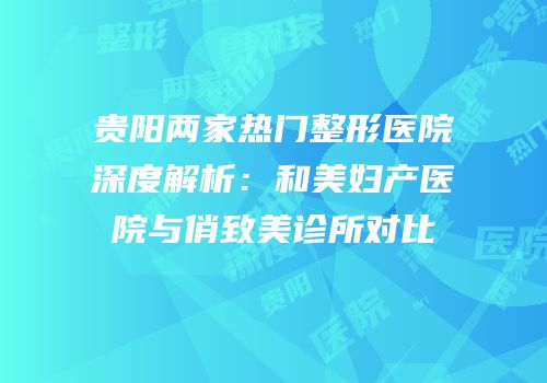 贵阳两家热门整形医院深度解析：和美妇产医院与俏致美诊所对比