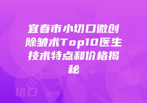 宜春市小切口微创除皱术Top10医生技术特点和价格揭秘