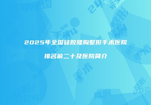 2025年全国硅胶隆胸整形手术医院排名前二十及医院简介