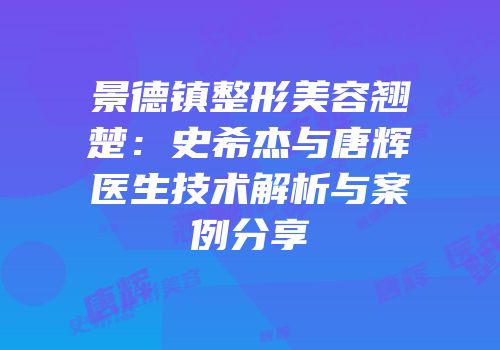 景德镇整形美容翘楚：史希杰与唐辉医生技术解析与案例分享