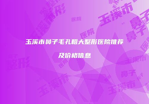 玉溪市鼻子毛孔粗大整形医院推荐及价格信息