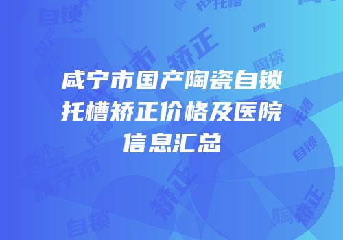 咸宁市国产陶瓷自锁托槽矫正价格及医院信息汇总