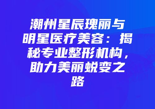 潮州星辰瑰丽与明星医疗美容：揭秘专业整形机构，助力美丽蜕变之路