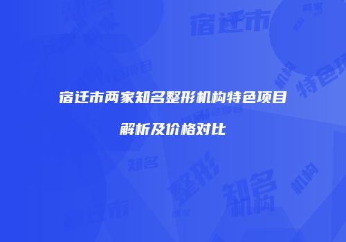 宿迁市两家知名整形机构特色项目解析及价格对比