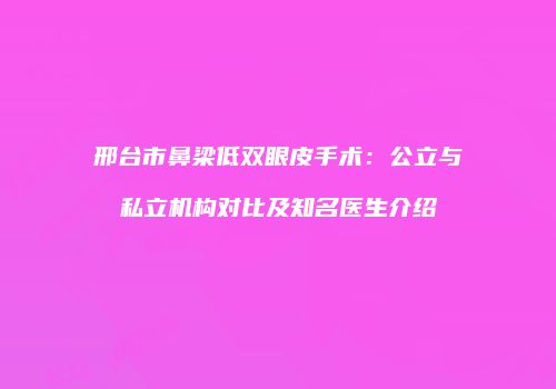 邢台市鼻梁低双眼皮手术：公立与私立机构对比及知名医生介绍
