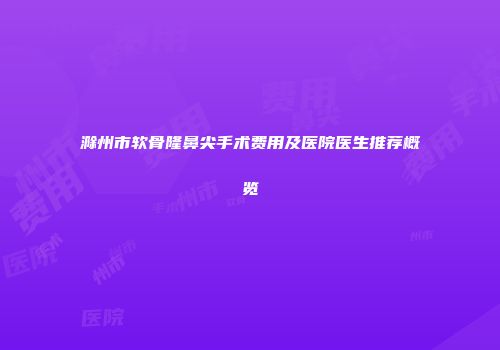 滁州市软骨隆鼻尖手术费用及医院医生推荐概览