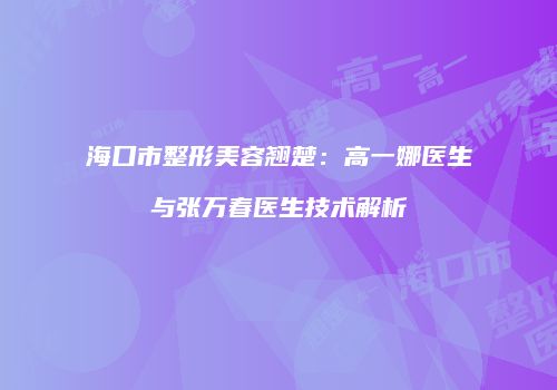 海口市整形美容翘楚：高一娜医生与张万春医生技术解析