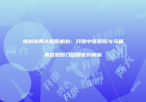 铁岭市两大整形机构：开原中医医院与马晶美容整形门诊部优势解析