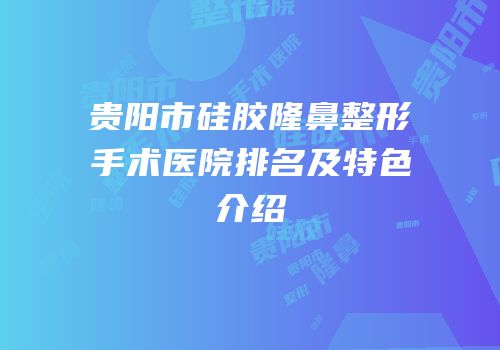 贵阳市硅胶隆鼻整形手术医院排名及特色介绍