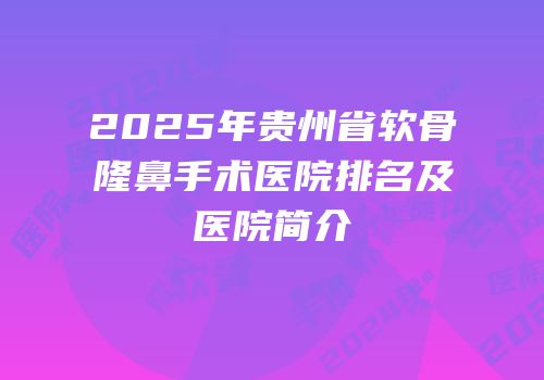 2025年贵州省软骨隆鼻手术医院排名及医院简介