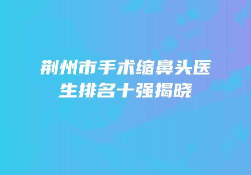 荆州市手术缩鼻头医生排名十强揭晓