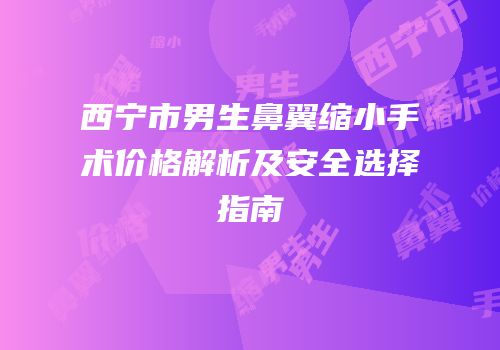 西宁市男生鼻翼缩小手术价格解析及安全选择指南