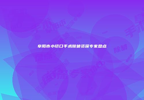 阜阳市小切口手术除皱资深专家盘点