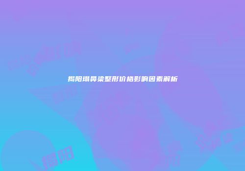 揭阳塌鼻梁整形价格影响因素解析