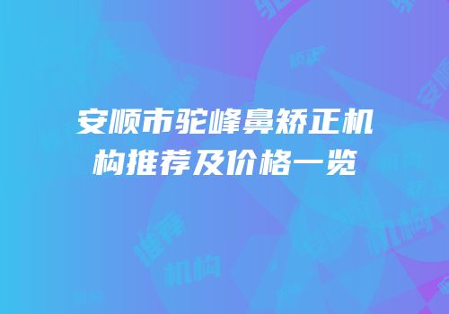 安顺市驼峰鼻矫正机构推荐及价格一览