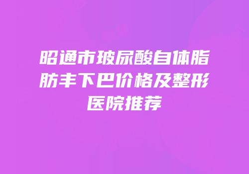 昭通市玻尿酸自体脂肪丰下巴价格及整形医院推荐