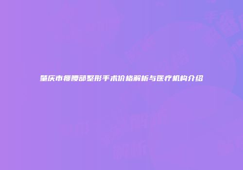 肇庆市瘦腰部整形手术价格解析与医疗机构介绍