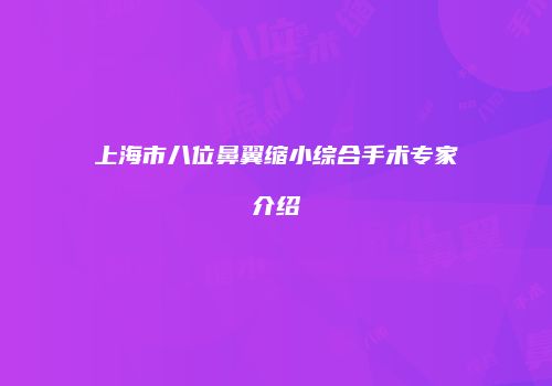 上海市八位鼻翼缩小综合手术专家介绍