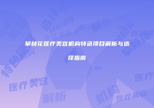 攀枝花医疗美容机构特色项目解析与选择指南