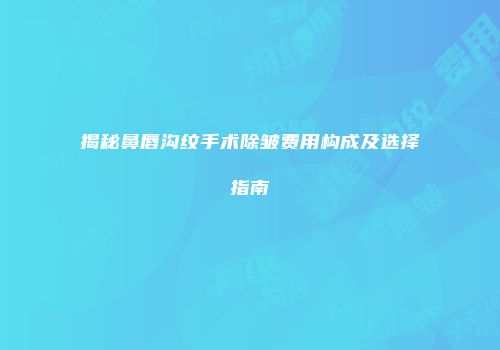 揭秘鼻唇沟纹手术除皱费用构成及选择指南