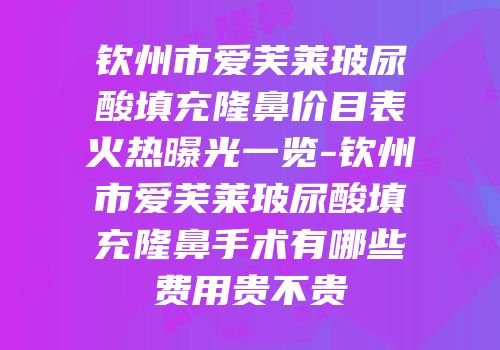 钦州市爱芙莱玻尿酸填充隆鼻价目表火热曝光一览-钦州市爱芙莱玻尿酸填充隆鼻手术有哪些费用贵不贵