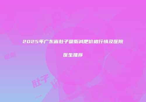 2025年广东省肚子吸脂减肥价格行情及医院医生推荐