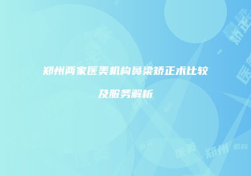 郑州两家医美机构鼻梁矫正术比较及服务解析