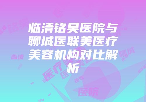 临清铭昊医院与聊城医联美医疗美容机构对比解析