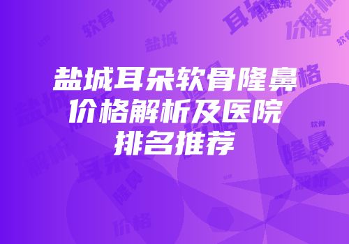 盐城耳朵软骨隆鼻价格解析及医院排名推荐