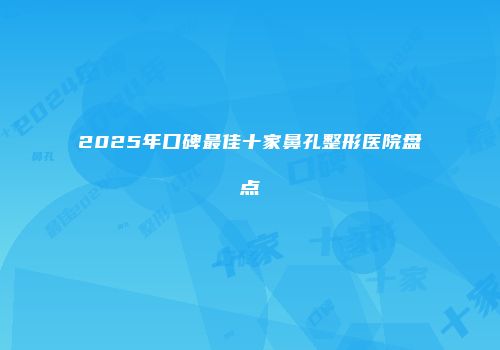 2025年口碑最佳十家鼻孔整形医院盘点