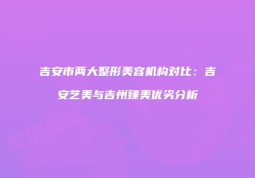 吉安市两大整形美容机构对比：吉安艺美与吉州臻美优劣分析