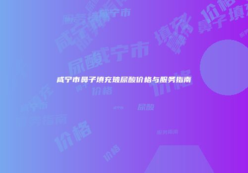 咸宁市鼻子填充玻尿酸价格与服务指南