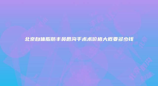 北京自体脂肪丰鼻唇沟手术术价格大概要多少钱