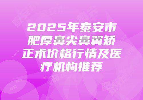 2025年泰安市肥厚鼻尖鼻翼矫正术价格行情及医疗机构推荐