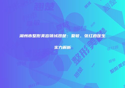 湖州市整形美容领域翘楚：夏敏、张红霞医生实力解析
