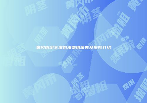 黄冈市阴茎增粗术费用概览及医院介绍