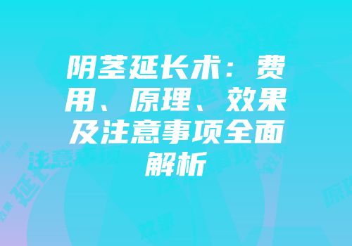 阴茎延长术：费用、原理、效果及注意事项全面解析