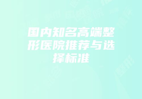 国内知名高端整形医院推荐与选择标准