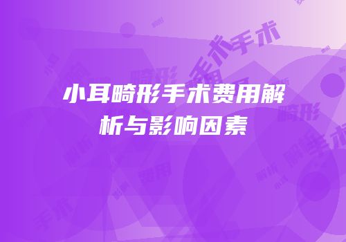 小耳畸形手术费用解析与影响因素