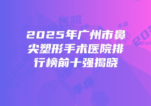 2025年广州市鼻尖塑形手术医院排行榜前十强揭晓